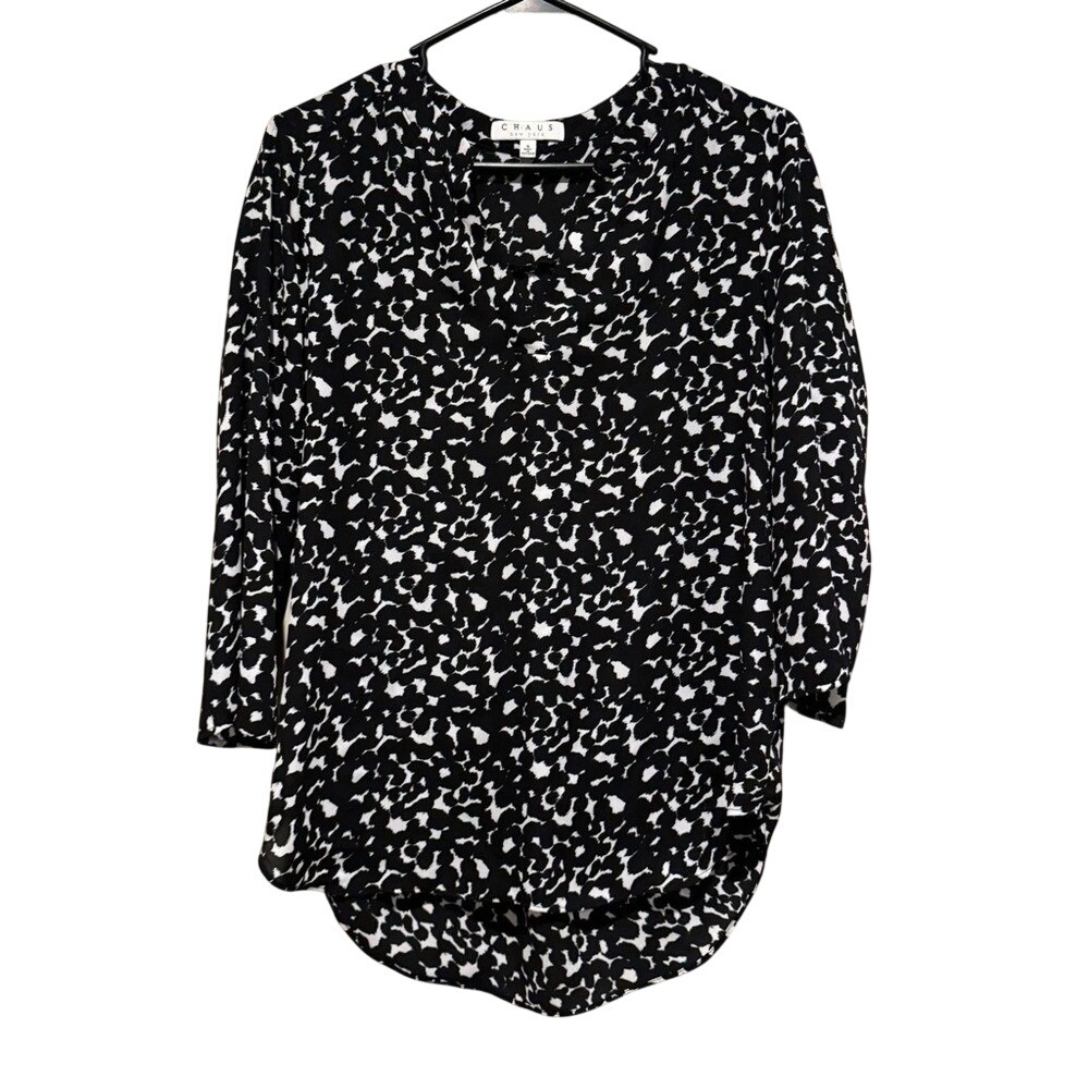 Chaus Black and White Patterned Blouse